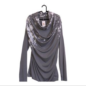 H2H draped‎ cowl neck stretchy splatter glitter